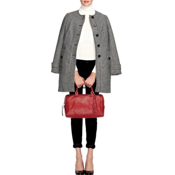 Banana Republic Collarless Houndstooth Wool Coat - Picture 1 of 15